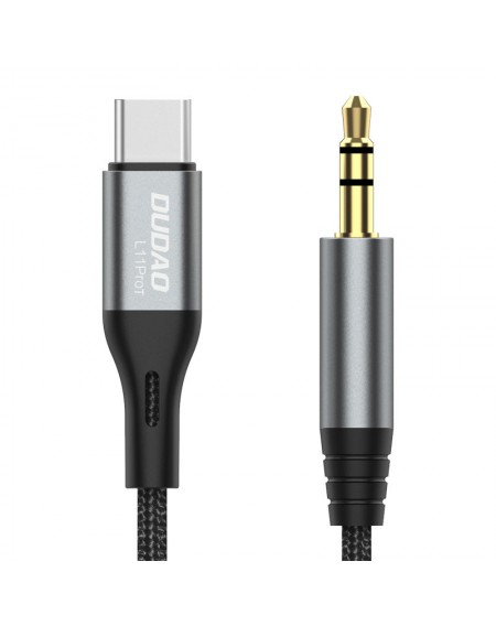Dudao audio cable USB-C - mini jack 3.5mm 1m gray (L11PROT)