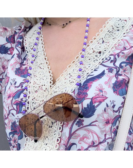 A chain for glasses, beads, a purple pendant
