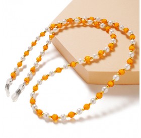 A chain for glasses, beads, an orange pendant