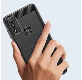 Carbon Case Flexible Cover Sleeve Motorola Moto G Play 2022 black