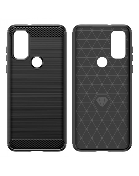 Carbon Case Flexible Cover Sleeve Motorola Moto G Play 2022 black