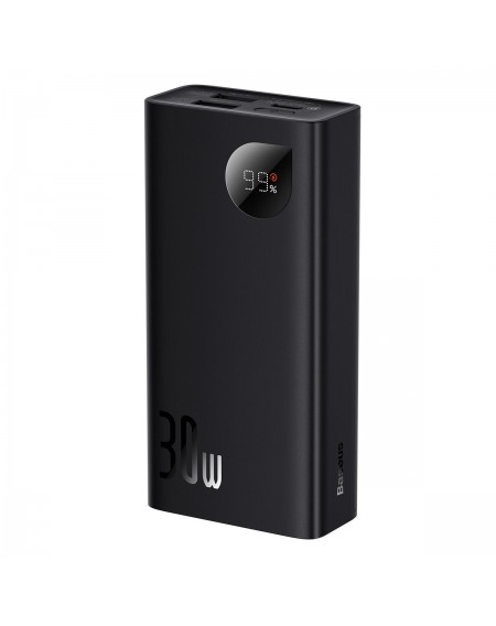 Baseus Adaman2 powerbank with digital display 10000mAh 30W 2 x USB / 1x USB Type C Power Delivery Quick Charge SCP black (PPAD040001)