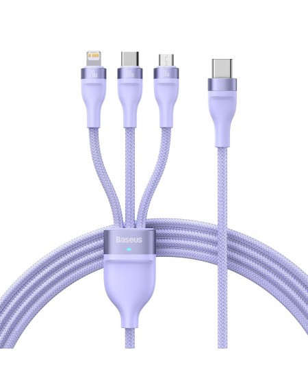 Baseus Flash Series II USB Type C / USB Type A cable - USB Type C / Lightning / micro USB 100 W 1.5 m purple (CASS030205)