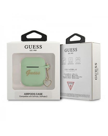 Guess GUA2LSCHSN AirPods cover zielony/green Silicone Charm Heart Collection
