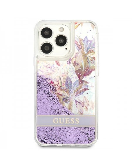 Guess GUHCP13LLFLSU iPhone 13 Pro / 13 6,1" fioletowy/purple hardcase Flower Liquid Glitter