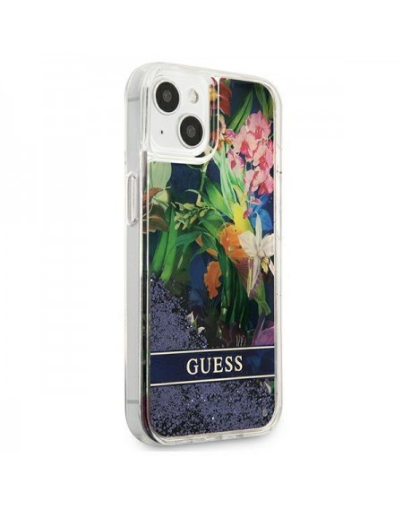 Guess GUHCP13MLFLSB iPhone 13 6,1" niebieski/blue hardcase Flower Liquid Glitter