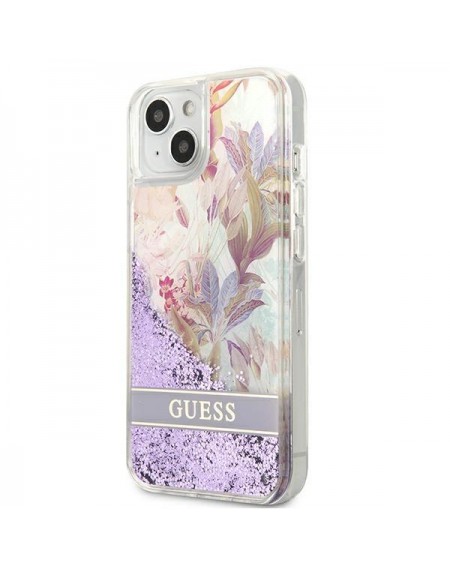 Guess GUHCP13MLFLSU iPhone 13 6,1" fioletowy/purple hardcase Flower Liquid Glitter