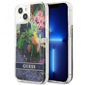 Guess GUHCP13SLFLSB iPhone 13 mini 5,4" niebieski/blue hardcase Flower Liquid Glitter