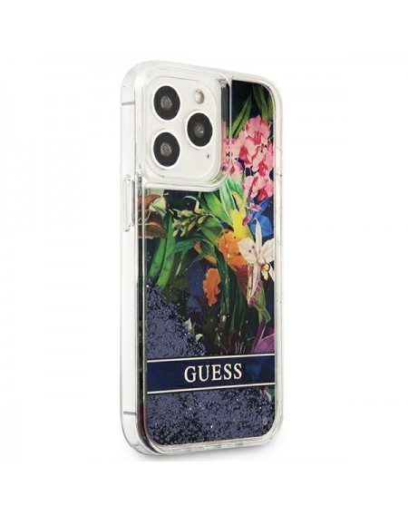 Guess GUHCP13XLFLSB iPhone 13 Pro Max 6,7" niebieski/blue hardcase Flower Liquid Glitter