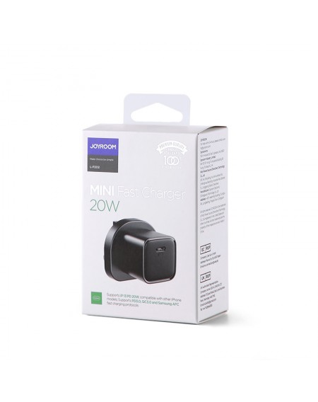 Joyroom Fast USB Wall Charger Type C 20W UK Power Delivery Quick Charge 3.0 AFC black (L-P202)