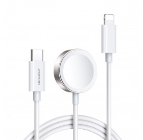 Joyroom uSB Type C 20W PD cable with inductive charger for Apple Watch 1.5m white (S-IW005)