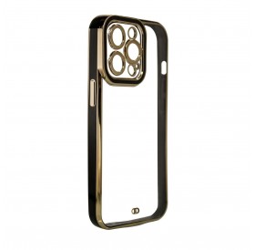 Fashion Case for iPhone 12 Gold Frame Gel Cover Black