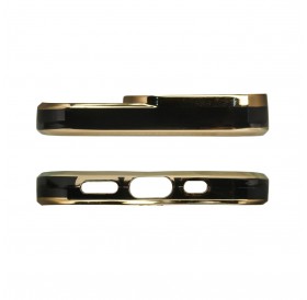 Fashion Case for iPhone 13 Pro Gold Frame Gel Cover Black