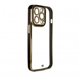 Fashion Case Case for iPhone 13 Pro Max Gold Frame Gel Cover Black