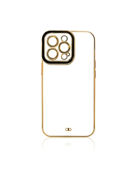 Fashion Case Case for iPhone 13 Pro Max Gold Frame Gel Cover Black