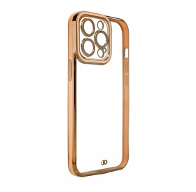 Fashion Case for iPhone 13 Gold Frame Gel Cover Gold