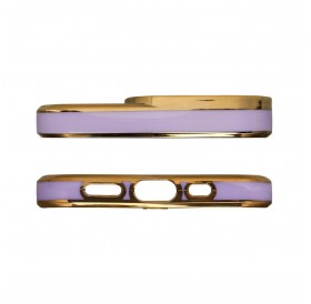 Fashion Case Case for Samsung Galaxy A12 5G Gold Frame Gel Cover Purple