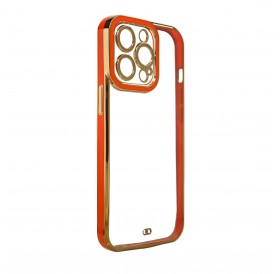 Fashion Case for iPhone 12 Pro Max Gold Frame Gel Cover Red