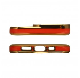 Fashion Case for iPhone 12 Pro Max Gold Frame Gel Cover Red