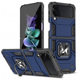 Wozinsky Ring Armor case for Samsung Galaxy Z Flip 4 armored cover magnetic holder ring blue