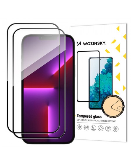 Wozinsky Set of 2x Super Durable Full Glue Tempered Glass Full Screen with Frame Case Friendly iPhone 14 Pro Max Black