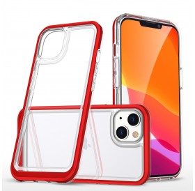 Clear 3in1 case for iPhone 14 Plus silicone cover with frame red