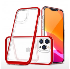Clear 3in1 case for iPhone 14 Pro Max silicone cover with frame red
