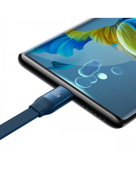 Baseus Bright Mirror 2 retractable cable 3in1 USB Type A - micro USB + Lightning + USB Type C 66W 1.1m blue (CAMJ010103)