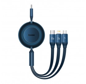 Baseus Bright Mirror 2 retractable cable 3in1 USB Type C - micro USB + Lightning + USB Type C 3.5A 1.1m blue (CAMJ010203)