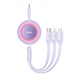 Baseus Bright Mirror 2 retractable cable 3in1 USB Type C - micro USB + Lightning + USB Type C 3.5A 1.1m purple (CAMJ010205)