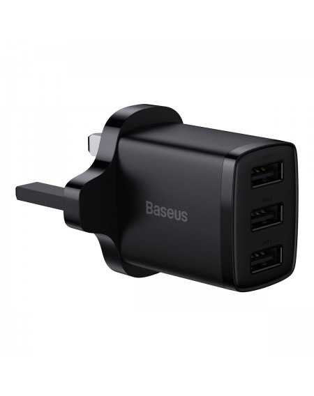 Baseus Compact charger 3x USB 17W UK plug black (CCXJ020301)