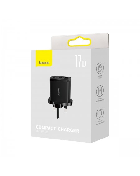 Baseus Compact charger 3x USB 17W UK plug black (CCXJ020301)