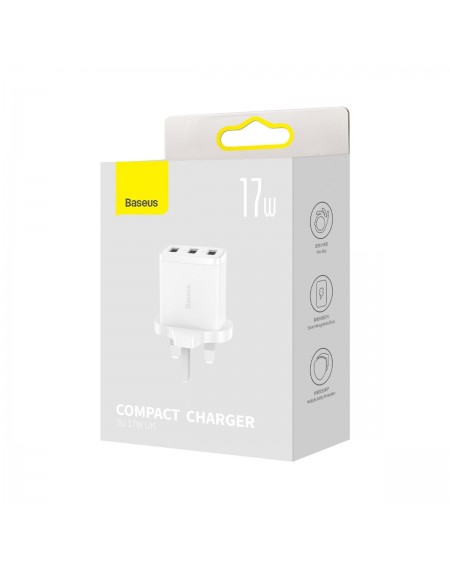 Baseus Compact charger 3x USB 17W UK plug white (CCXJ020302)
