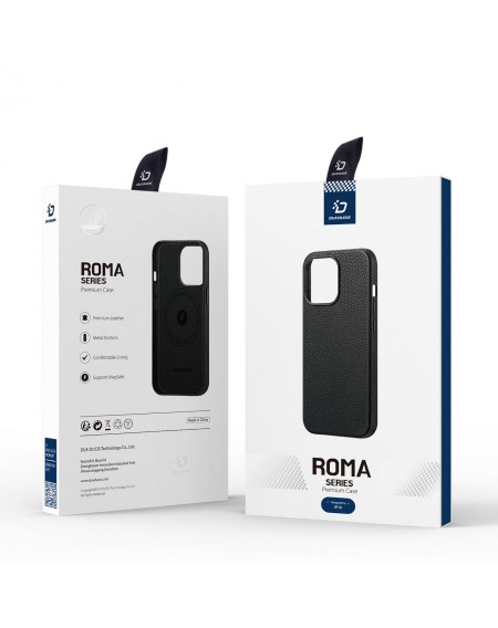 Dux Ducis Roma leather case for iPhone 13 elegant genuine leather black case