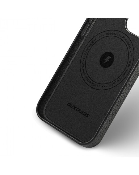 Dux Ducis Roma leather case for iPhone 13 Pro elegant genuine leather black case