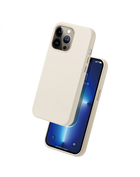 Dux Ducis Roma leather case for iPhone 13 Pro elegant case made of genuine leather white