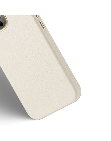 Dux Ducis Roma leather case for iPhone 13 Pro elegant case made of genuine leather white