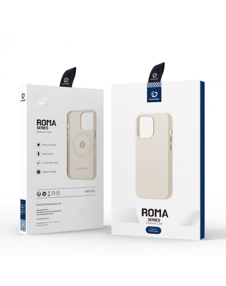 Dux Ducis Roma leather case for iPhone 13 Pro Max elegant genuine leather case white