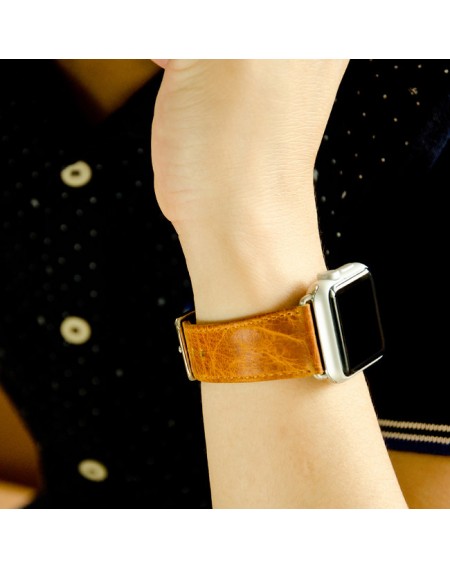iCarer Leather Vintage Wristband Genuine Leather Strap for Watch 7 / 6 / 5 / 4 / 3 / 2 / SE (41 / 40 / 38mm) Orange (RIW103-OG（38）)