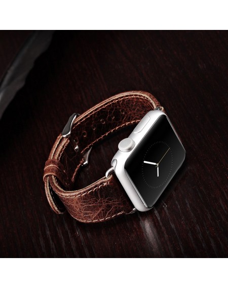 iCarer Leather Vintage Wristband Genuine Leather Strap for Watch 7 / 6 / 5 / 4 / 3 / 2 / SE (41 / 40 / 38mm) Brown (RIW103-CO（38）)
