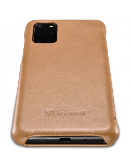 iCarer Curved Edge Vintage Folio Genuine Leather Flip Cover Case for Samsung Galaxy S20+ khaki (RS992007-GG)