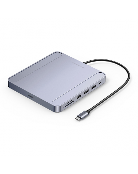Ugreen HUB USB Type C - 3 x USB Type A 3.1 Gen 1 + SD / TF + RJ45 gray (CM522 60378)