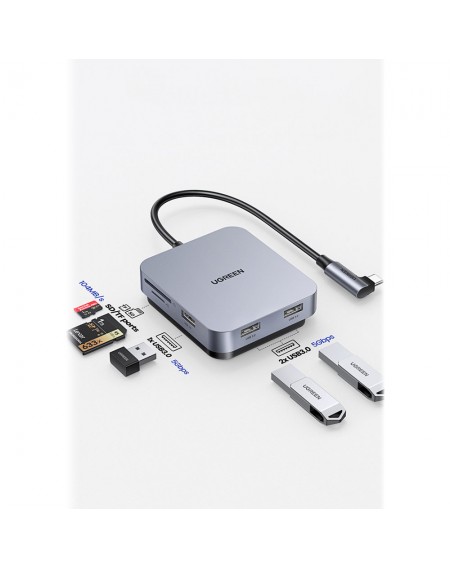Ugreen HUB for iMac USB Type C - 3 x USB Type A 3.1 Gen 1 + SD / TF gray (CM521 60377)