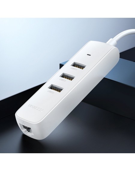Ugreen HUB 4in1 USB Type C - 3x USB Type A 3.1 Gen 1 + RJ45 white (CM416 50620)