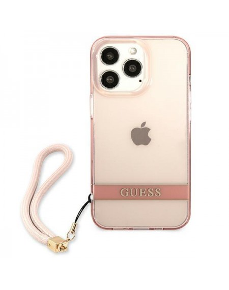 Guess GUHCP13LHTSGSP iPhone 13 Pro / 13 6,1" różowy/pink hardcase Translucent Stap
