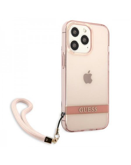 Guess GUHCP13LHTSGSP iPhone 13 Pro / 13 6,1" różowy/pink hardcase Translucent Stap