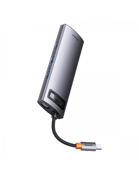 Baseus Metal Gleam Series 7-in-1 USB Type C HUB docking station - 2 x HDMI / 3 x USB 3.2 Gen. 1 / 1 x Power Delivery / 1 x RJ-45 Ethernet gray (WKWG040113)
