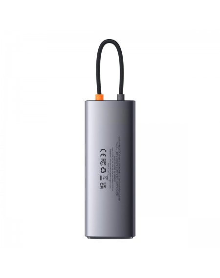 Baseus Metal Gleam Series Docking Station HUB 9 in 1 USB Type C - 2 x HDMI / 2 x USB 3.2 Gen. 1/1 x USB 2.0 / 1 x Power Delivery / 1 x SD card reader / 1 x TF card reader / 1 x RJ-45 gray (WKWG060013)