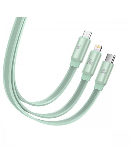 Baseus Traction Series retractable 3-in-1 USB Type C cable - micro USB / USB Type C / Lightning Power Delivery 100W 1.7m green (CAQY000006)