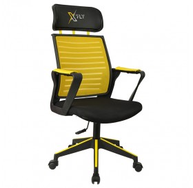 Καρέκλα γραφείου εργασίας PWF-0544 pakoworld mesh μαύρο-κίτρινο 56x48x110εκ